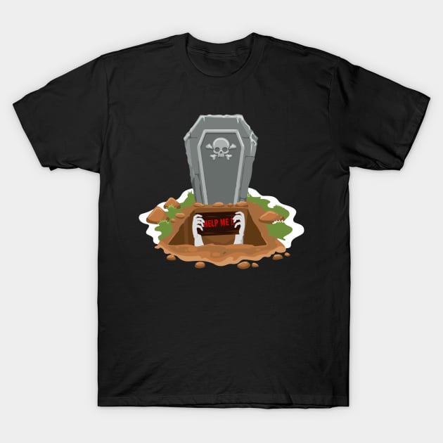 Halloween with grave illustration T-Shirt by blackdesain99